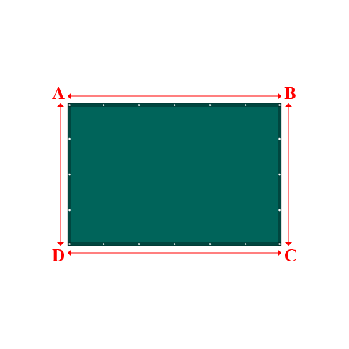 Bâche plate rectangle sur mesure en Membrane PVC 670gr/m² Vert industrie RAL 6026 - 3.00x2.00m