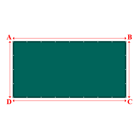 Bâche plate rectangle sur mesure en Membrane PVC 670gr/m² Vert industrie RAL 6026 - 4.00x2.00m