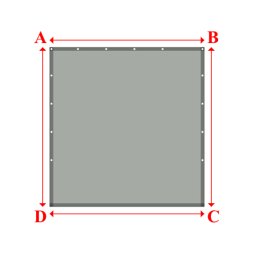 Bâche plate rectangle sur mesure en Membrane PVC 670gr/m² Gris clair RAL 7038 - 2.19x2.26m