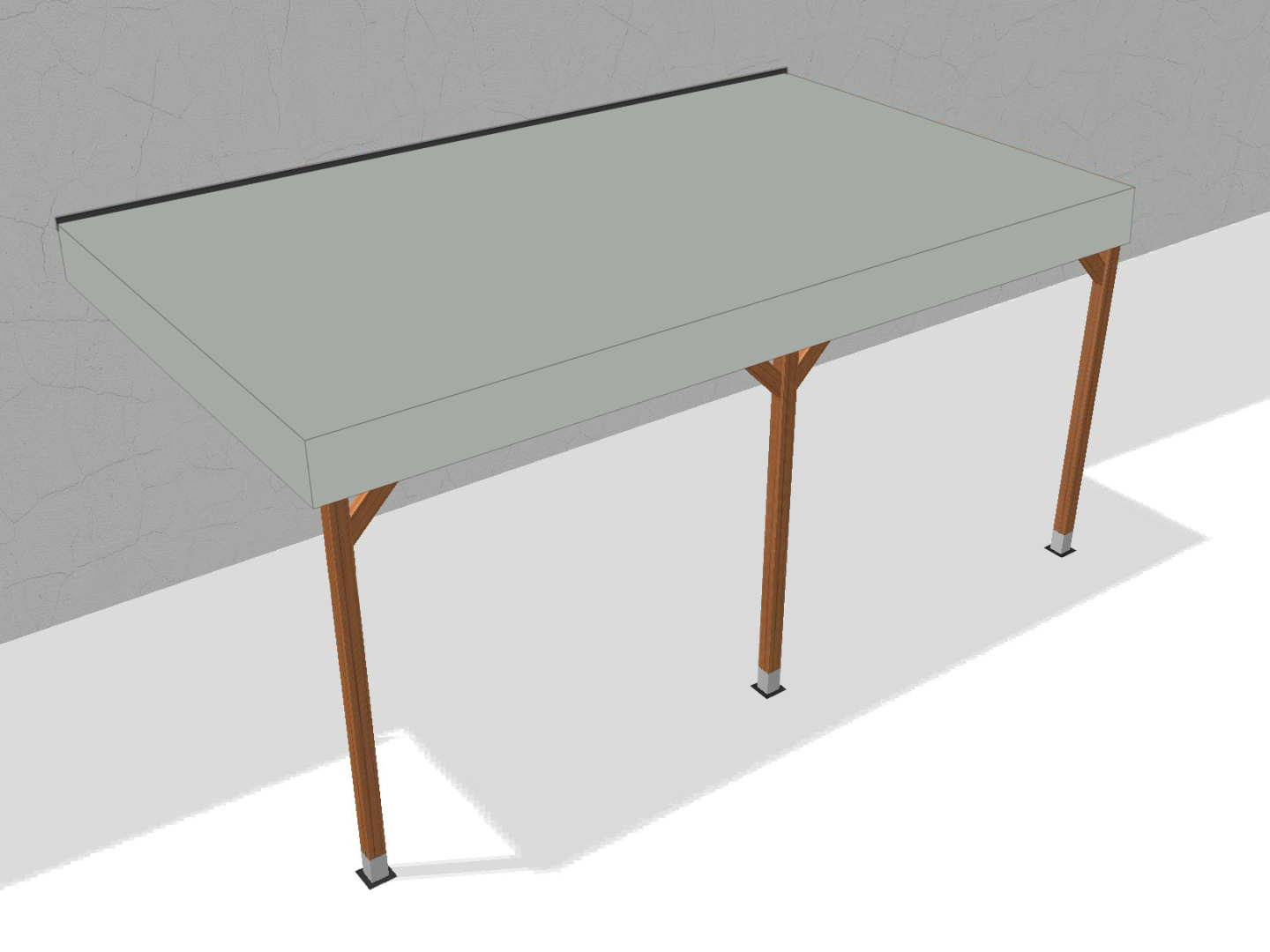 Bâche pour pergola bois murale sans débord en Membrane PVC 670gr/m² Gris clair RAL 7038