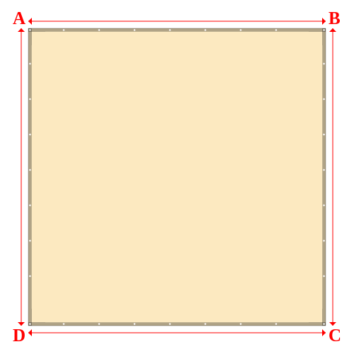 Bâche plate rectangle sur mesure en Membrane PVC 670gr/m² Beige ral 1015 - 4.40x4.40m