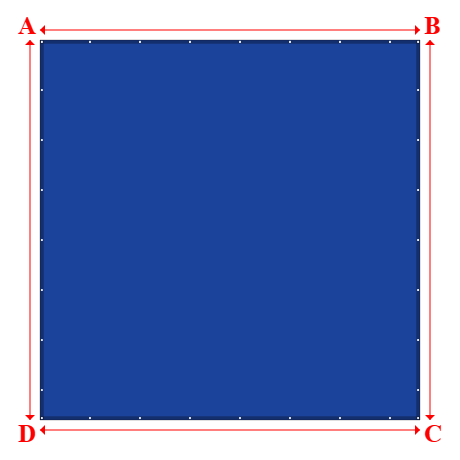 Bâche plate rectangle sur mesure en Membrane PVC 670gr/m² Bleu foncé RAL 5002 - 5.00x5.00m