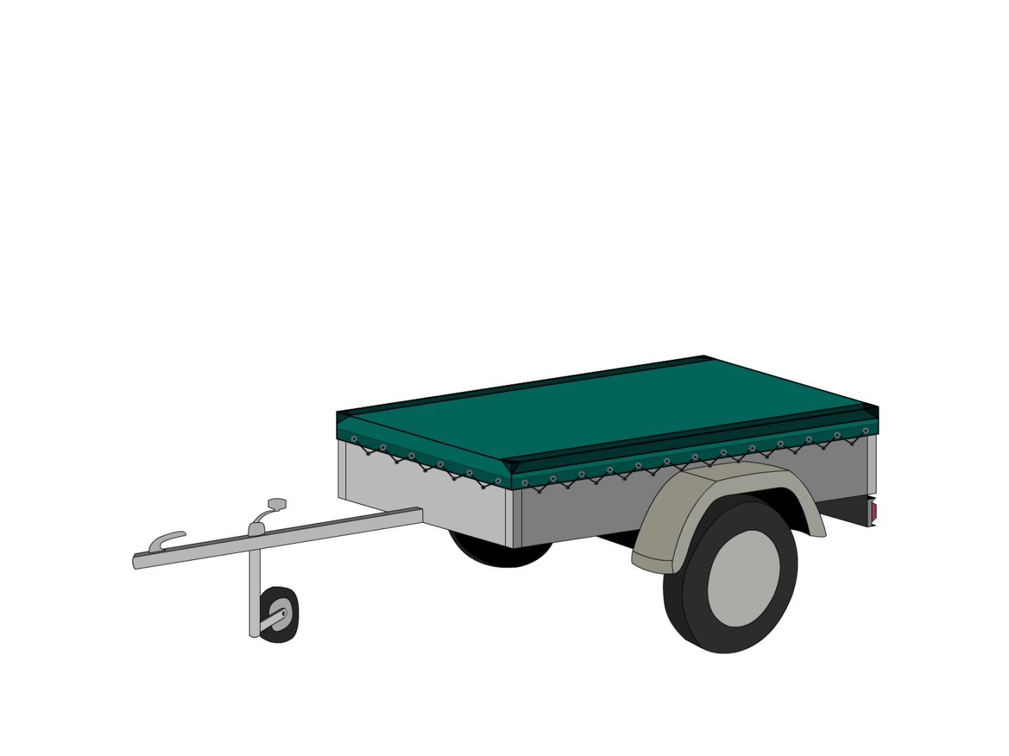 Bâche pour remorque bagagère Basse droite en Protect covert 905F3 900gr/m², toile PVC Etanche Vert industrie