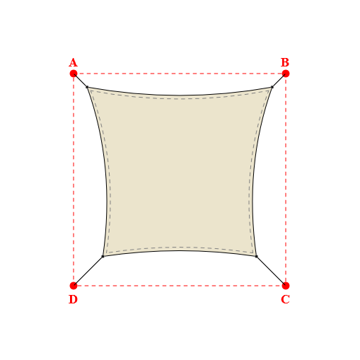 Voile d'ombrage carrée en Soltis Perform 92 Karité 92-50843 - 3,49x3,19x2,89x3,19m