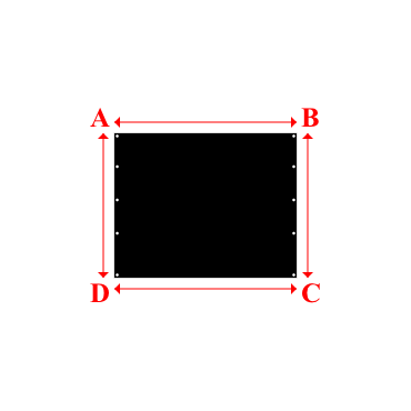 Bâche plate rectangle sur mesure en Membrane PVC 670gr/m² Noir RAL 9005 - 1.64x1.30m