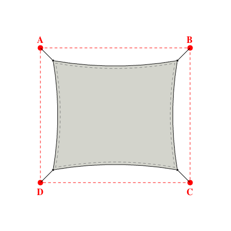 Voile d'ombrage rectangle en Soltis Horizon 86 Galet 86-2171 - 2,49x2,19x2,49x2,19m