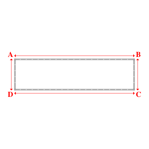 Bâche plate rectangle sur mesure en Membrane PVC 670gr/m² Blanc RAL 9016 - 4.04x1.06m