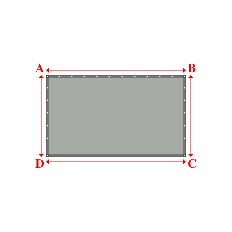 Bâche plate rectangle sur mesure en Membrane PVC 670gr/m² Gris clair RAL 7038 - 2.76x1.62m