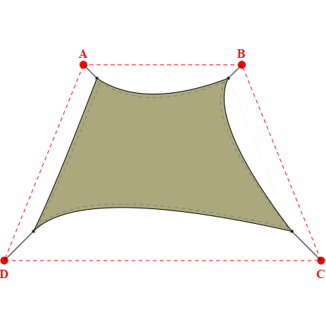 Voile d'ombrage trapèze en Soltis Lounge 96 Tilleul 96-50848 - 2,49x3,19x4,89x3,19m