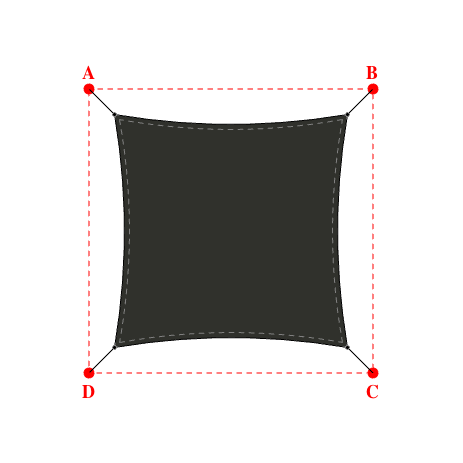 Voile d'ombrage carrée en Soltis Horizon 86 Noir profond 86-51176 - 2,33x2,33x2,33x2,33m