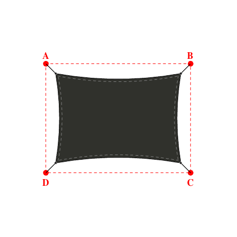 Voile d'ombrage rectangle en Soltis Horizon 86 Noir profond 86-51176 - 3,26x2,33x3,26x2,33m