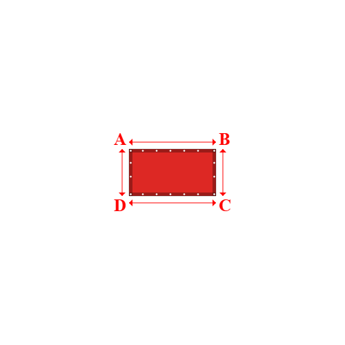 Bâche plate rectangle sur mesure en Membrane PVC 670gr/m² Rouge RAL 3002 - 1.26x0.68m