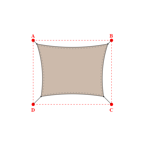 Voile d'ombrage rectangle en Soltis Lounge 96 Sandy beige 96-2135 - 4,99x3,69x4,39x3,69m