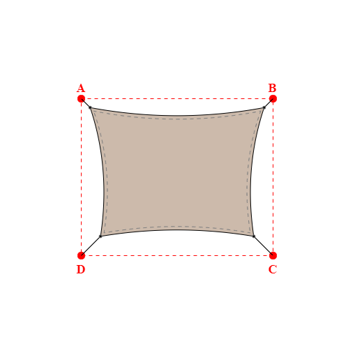 Voile d'ombrage rectangle en Soltis Lounge 96 Sandy beige 96-2135 - 4,99x3,69x4,39x3,69m