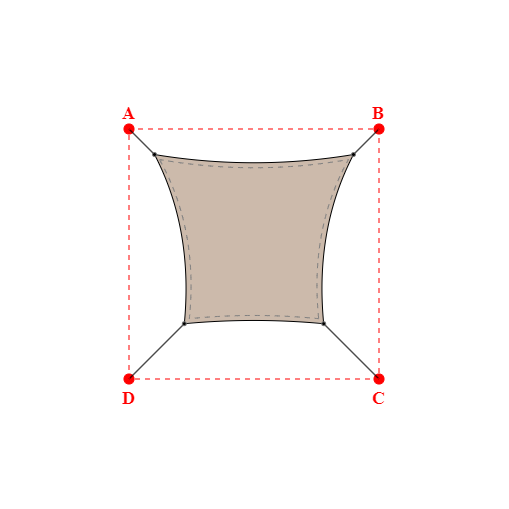 Voile d'ombrage carrée en Soltis Lounge 96 Sandy beige 96-2135 - 1,99x1,69x1,39x1,69m