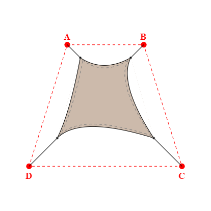 Voile d'ombrage trapèze en Soltis Lounge 96 Sandy beige 96-2135 - 0,99x1,69x1,89x1,69m