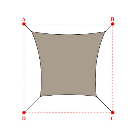 Voile d'ombrage rectangle en Soltis Lounge 96 Taupe 96-50850 - 2,49x2,19x1,89x2,19m