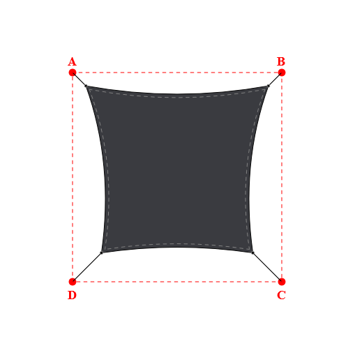 Voile d'ombrage carrée en Soltis Perform 92 Anthracite 92-2047 - 3,49x3,19x2,89x3,19m