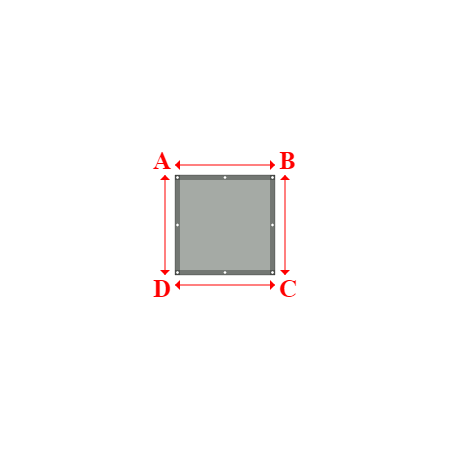 Bâche plate rectangle sur mesure en Membrane PVC 670gr/m² Gris clair RAL 7038 - 1.00x1.00m