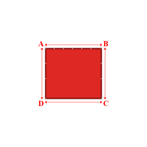 Bâche plate rectangle sur mesure en Membrane PVC 670gr/m² Rouge RAL 3002 - 1.86x1.67m