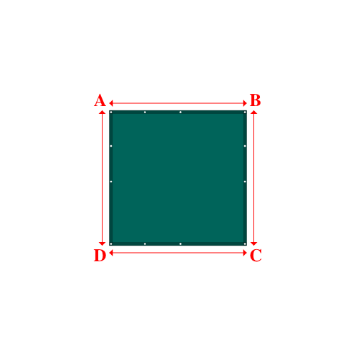 Bâche plate rectangle sur mesure en Membrane PVC 670gr/m² Vert industrie RAL 6026 - 1.93x1.90m