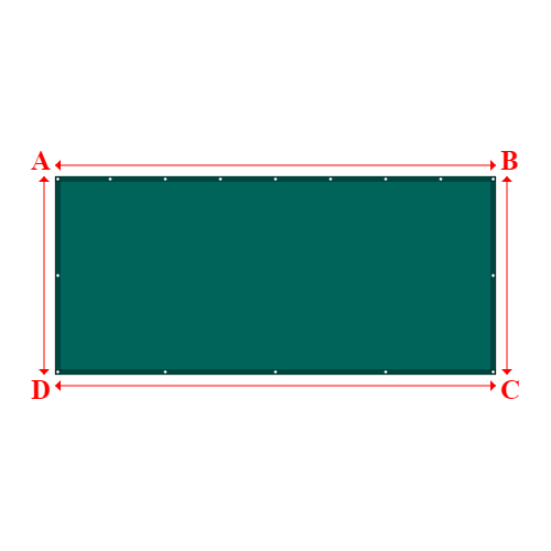 Bâche plate rectangle sur mesure en Membrane PVC 670gr/m² Vert industrie RAL 6026 - 4.00x1.80m