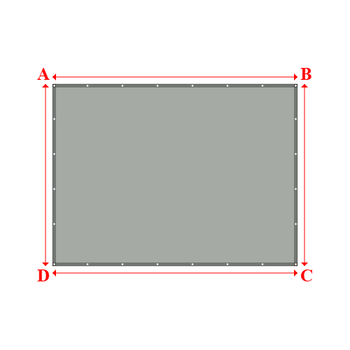 Bâche plate rectangle sur mesure en Membrane PVC 670gr/m² Gris clair RAL 7038 - 3.50x2.60m