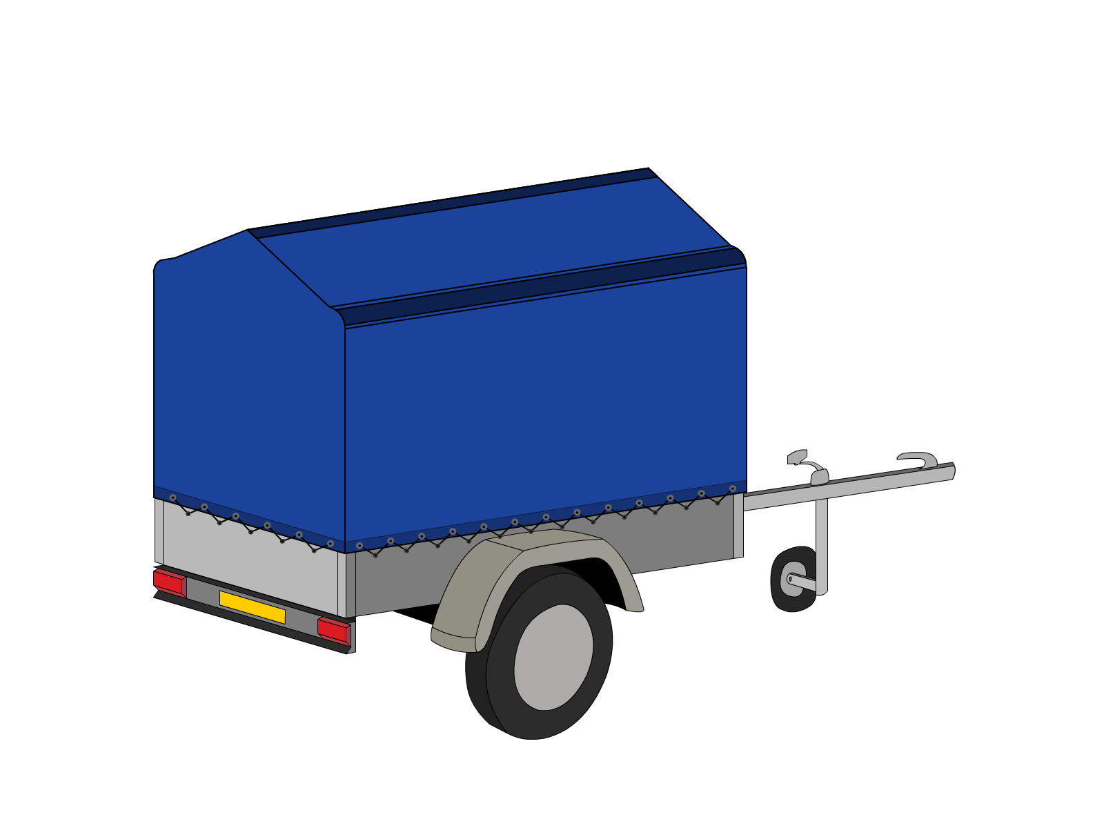 Bâche pour remorque bagagère Bord arrondi flèche en Membrane PVC 670gr/m² Bleu foncé RAL 5002