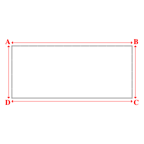 Bâche plate rectangle sur mesure en Membrane PVC 670gr/m² Blanc RAL 9016 - 6.61x2.89m