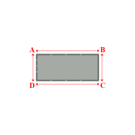 Bâche plate rectangle sur mesure en Membrane PVC 670gr/m² Gris clair RAL 7038 - 2.10x0.91m