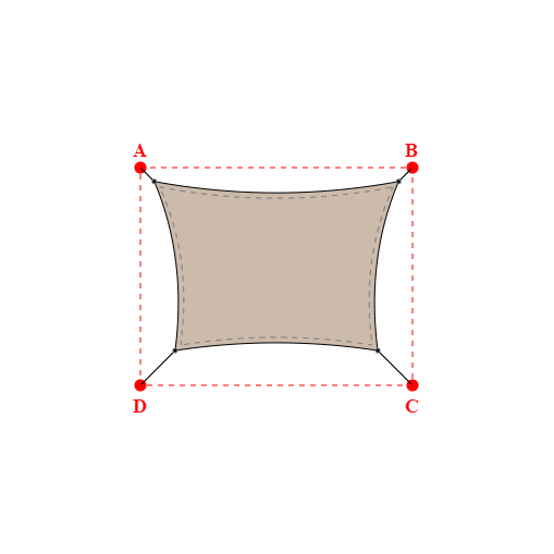 Voile d'ombrage rectangle en Soltis Lounge 96 Sandy beige 96-2135 - 4,49x3,11x3,72x3,11m