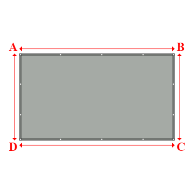 Bâche plate rectangle sur mesure en Membrane PVC 670gr/m² Gris clair RAL 7038 - 3.40x1.90m