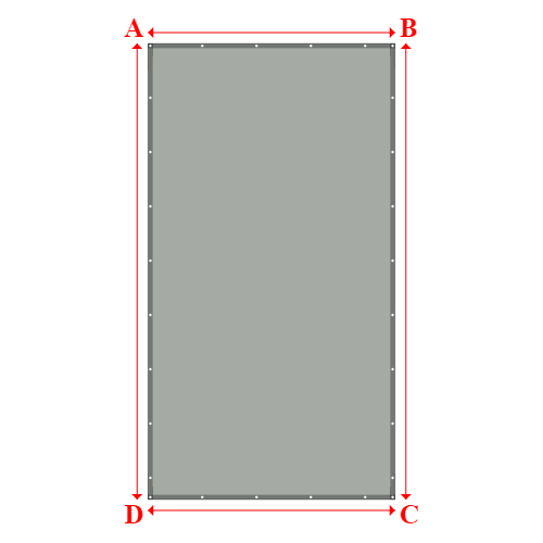 Bâche plate rectangle sur mesure en Membrane PVC 670gr/m² Gris clair RAL 7038 - 2.60x4.80m