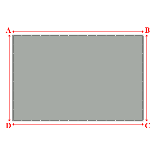 Bâche plate rectangle sur mesure en Membrane PVC 670gr/m² Gris clair RAL 7038 - 5.00x3.30m