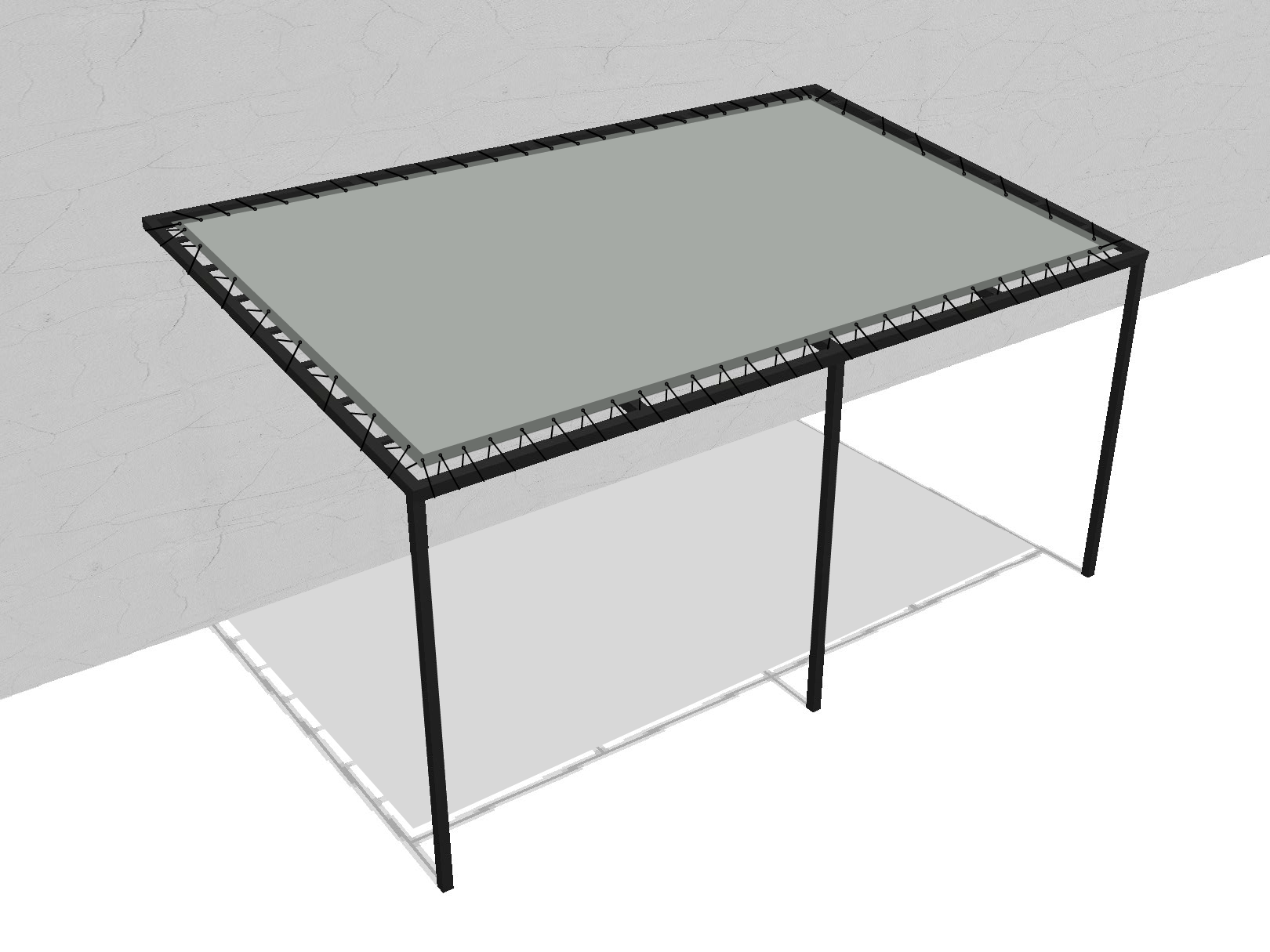 Bâche pour pergola métallique murale droite en Membrane PVC 670gr/m² Gris clair RAL 7038