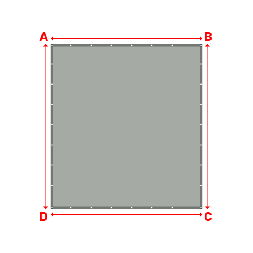 Bâche plate rectangle sur mesure en Membrane PVC 670gr/m² Gris clair RAL 7038 - 3.00x3.27m