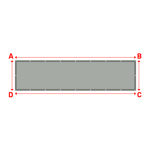 Bâche plate rectangle sur mesure en Membrane PVC 670gr/m² Gris clair RAL 7038 - 4.00x1.00m