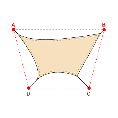 Voile d'ombrage trapèze en Soltis Lounge 96 Vanille 96-8861 - 5,49x2,94x2,65x3,19m