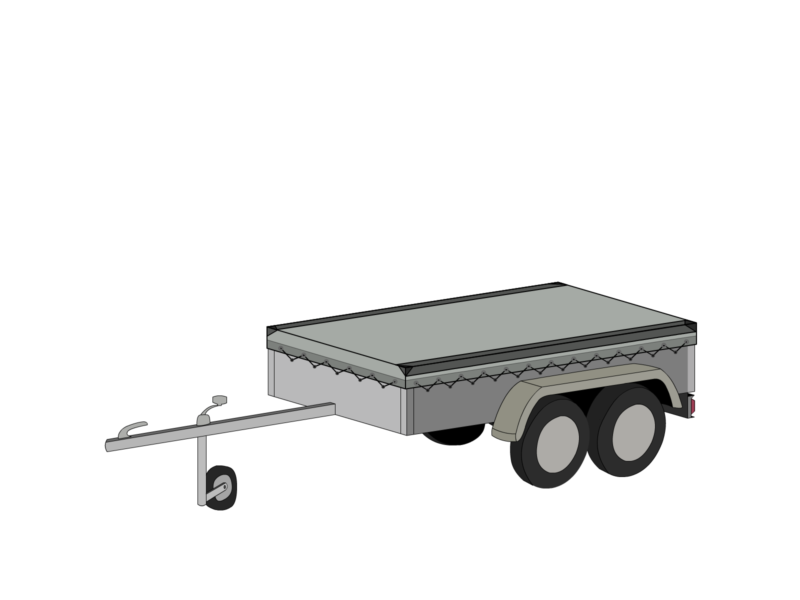 Bâche pour remorque bagagère Basse droite en Membrane PVC 670gr/m² Gris clair RAL 7038