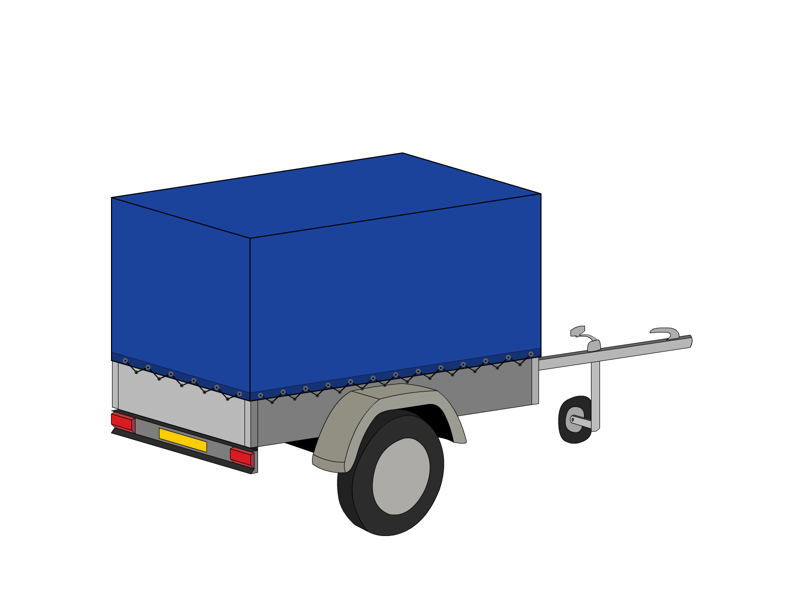 Bâche pour remorque bagagère Haute droite en Membrane PVC 670gr/m² Bleu foncé RAL 5002