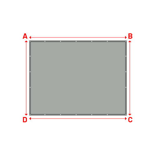Bâche plate rectangle sur mesure en Membrane PVC 670gr/m² Gris clair RAL 7038 - 3.12x2.40m