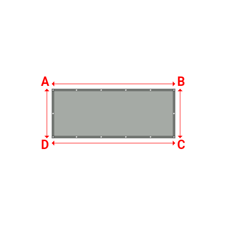 Bâche plate rectangle sur mesure en Membrane PVC 670gr/m² Gris clair RAL 7038 - 2.50x1.00m