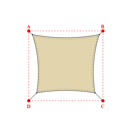 Voile d'ombrage rectangle en Soltis Perform 92 Chanvre 92-50265 - 4,69x4,09x4,09x4,09m
