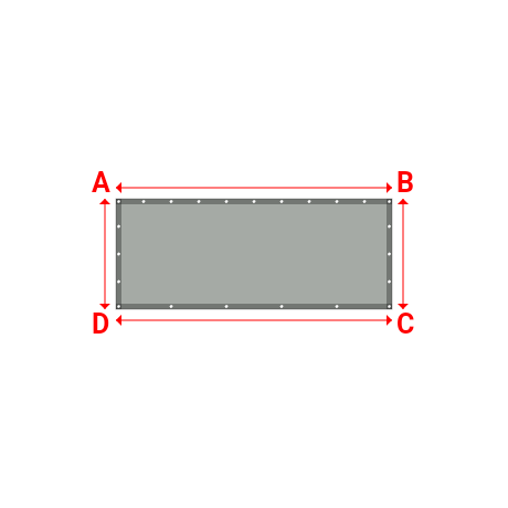 Bâche plate rectangle sur mesure en Membrane PVC 670gr/m² Gris clair RAL 7038 - 2.50x1.00m