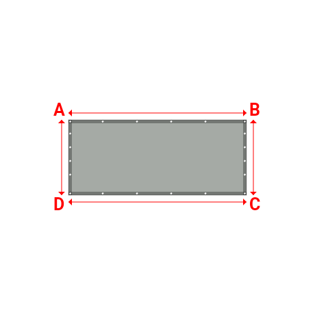 Bâche plate rectangle sur mesure en Membrane PVC 670gr/m² Gris clair RAL 7038 - 2.60x1.10m