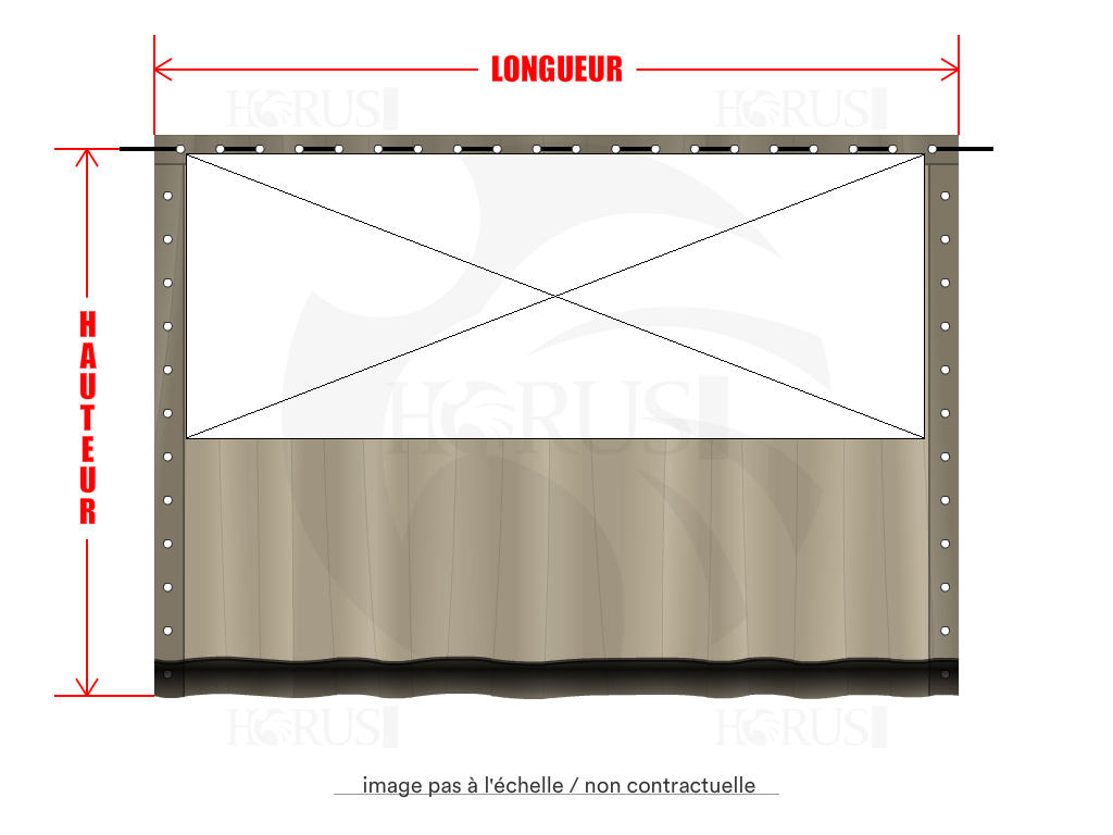 Rideau de séparation sur mesure en Membrane PVC 670gr/m² Beige ral 1015 - 4.37x1.98m