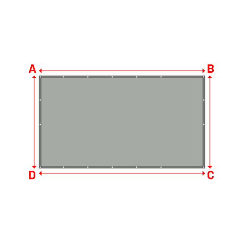 Bâche plate rectangle sur mesure en Membrane PVC 670gr/m² Gris clair RAL 7038 - 3.40x1.90m