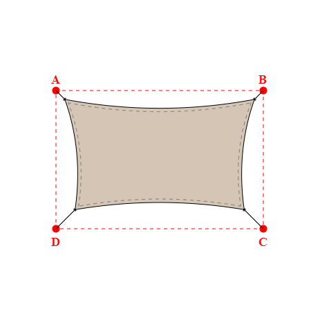 Voile d'ombrage rectangle en Soltis Perform 92 Beige Sablé 92-2135 - 5,49x3,19x4,89x3,19m