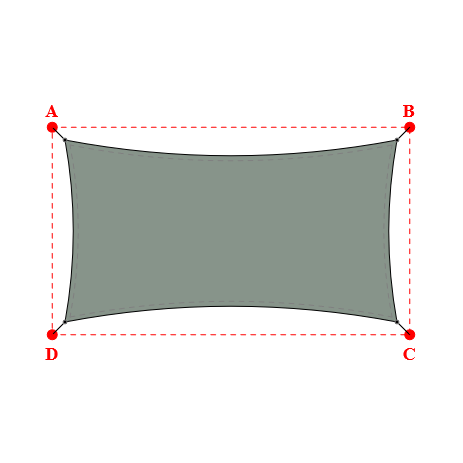 Voile d'ombrage rectangle en Soltis Perform 92 Vert de gris 92-51179 - 6,64x3,64x6,64x3,64m