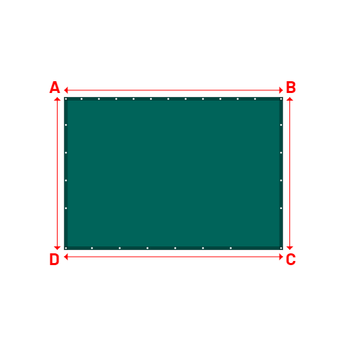 Bâche plate rectangle sur mesure en Membrane PVC 670gr/m² Vert industrie RAL 6026 - 3.15x2.20m